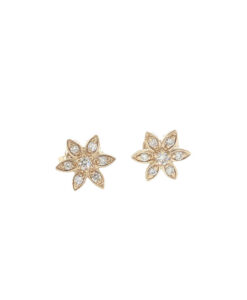 9ct Gold Diamond Flower Cluster Earrings