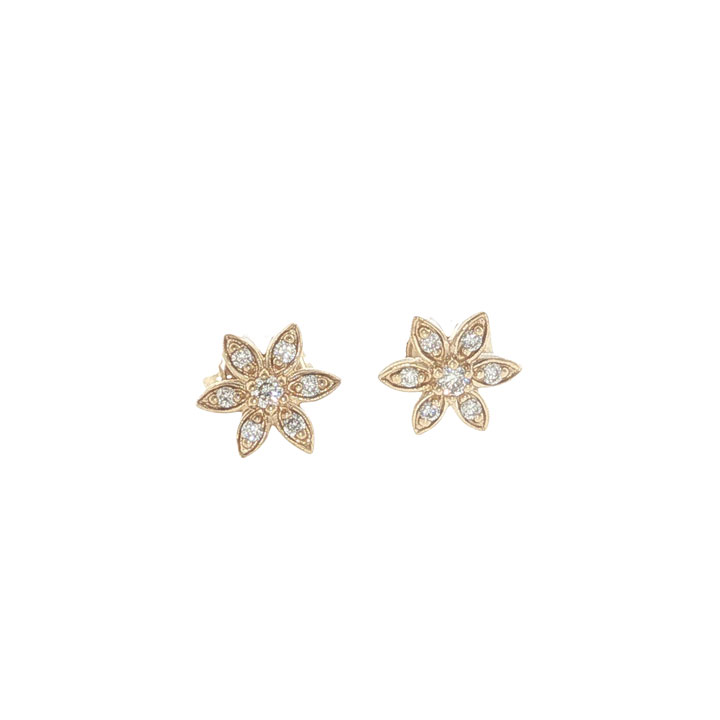 9ct Gold Diamond Flower Cluster Earrings
