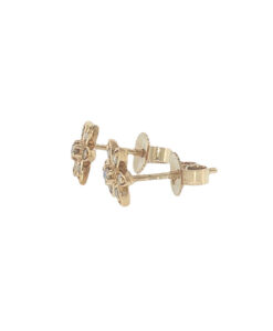 Alternative view of 9ct Gold Diamond Flower Cluster Earrings