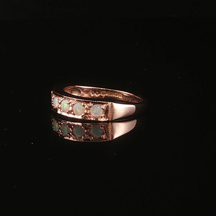 9ct Rose Gold Opal Band Ring - Image 3