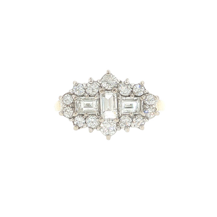 18ct Yellow Gold 1.75ct Diamond Cluster Ring - Image 2