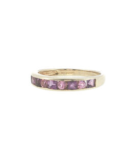 Alternative view of 9ct Yellow Gold Amethyst and Pink Topaz Band Ring