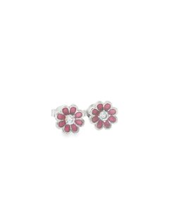 Sterling Silver & CZ Flower Stud Earrings
