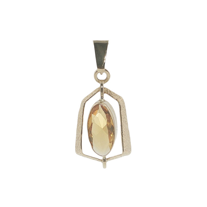 Vintage 9ct Gold Citrine Pendant | London 1969