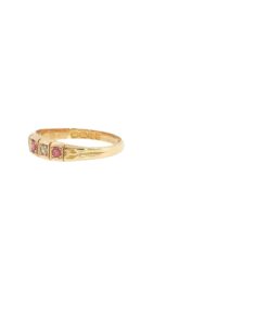 Antique 18ct Yellow Gold Diamond & Ruby Band Ring