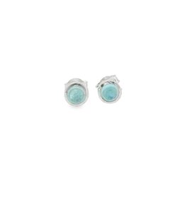 Sterling Silver Aquamarine Cabochon Solitaire Stud Earrings