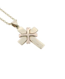 Vintage CYMRU 9ct Welsh Gold Celtic Diamond Cross Necklace