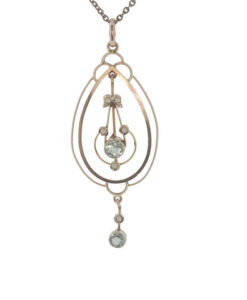 Antique 9ct Gold Aquamarine & Seed Pearl Pendant