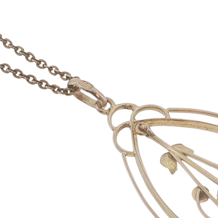 Antique 9ct Gold Aquamarine & Seed Pearl Pendant