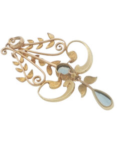 Antique Edwardian 15ct Gold Aquamarine & Seed Pearl Lavalier Pendant