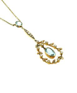 Antique Edwardian Aquamarine Lavalier Necklace