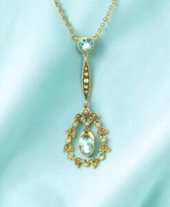 Antique Edwardian Aquamarine Lavalier Necklace