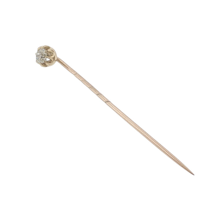 Antique Edwardian 9ct Gold Old Cut Diamond Stick Pin – Circa 1910 - Image 3