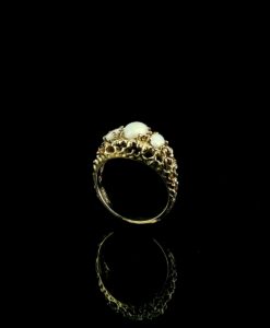 Vintage 9ct Gold Opal Trilogy Ring