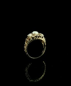 Vintage 9ct Gold Opal Trilogy Ring