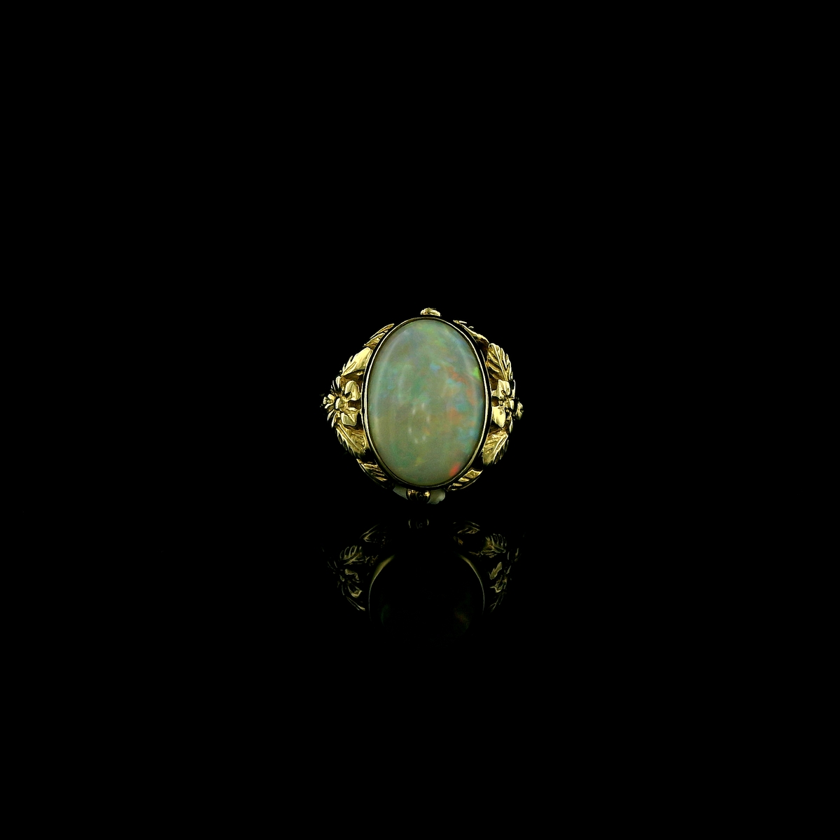 vintage floral opal ring