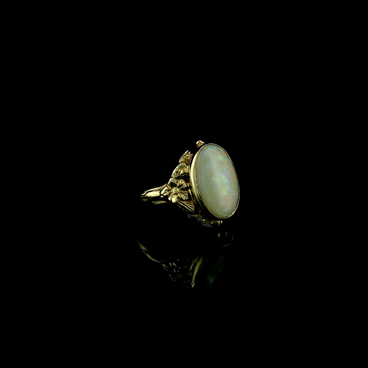 vintage floral opal ring