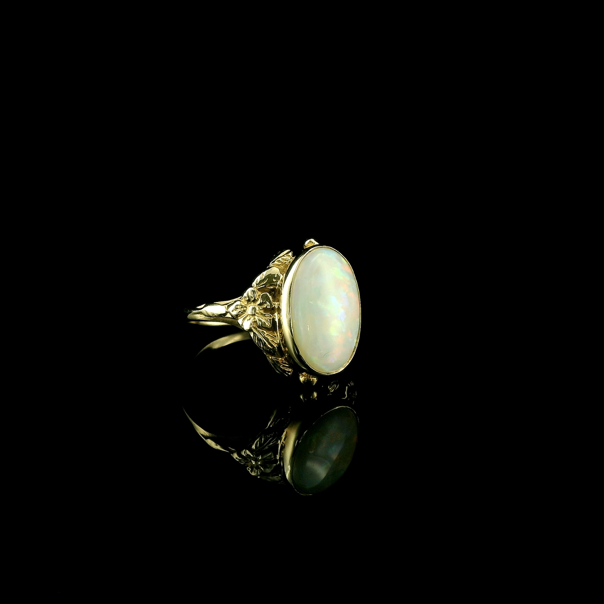 vintage floral opal ring