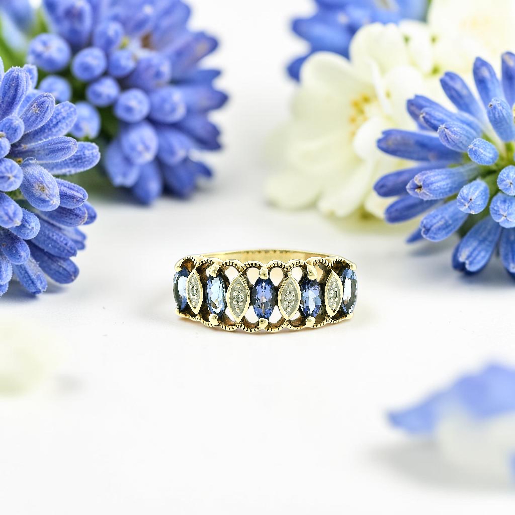 9ct Gold Tanzanite and Diamond Ring