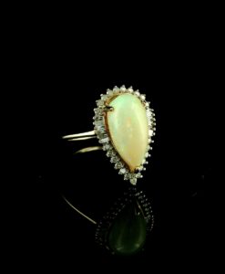 9ct Gold Opal and Diamond Cluster Ring