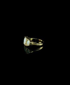 9ct Gold Opal and Diamond Boat Ring