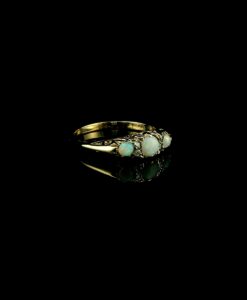 Vintage 9ct Gold Opal and Diamond Boat Ring