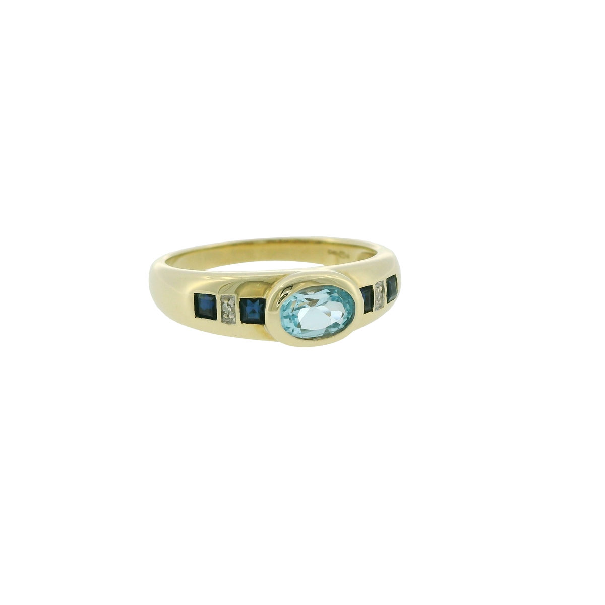 9ct Gold Aquamarine Sapphire Diamond Ring