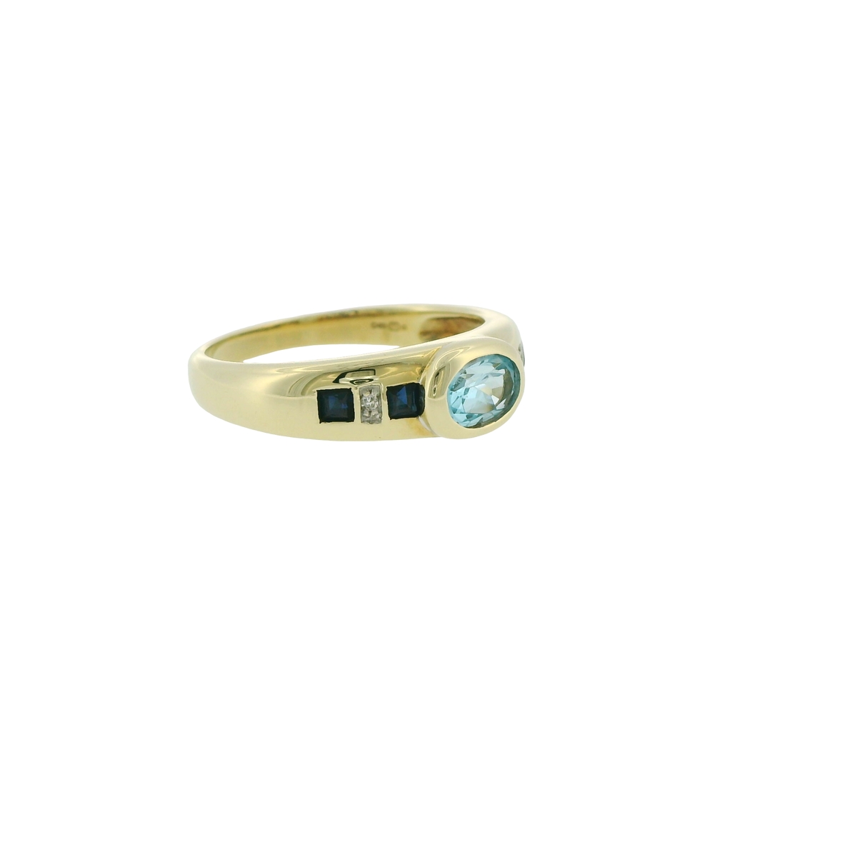 9ct Gold Aquamarine Sapphire Diamond Ring