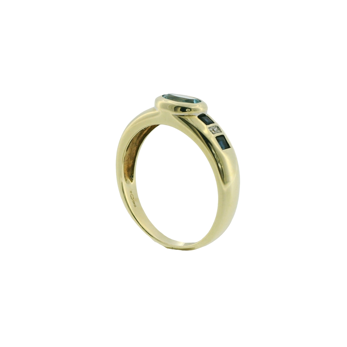 9ct Gold Aquamarine Sapphire Diamond Ring
