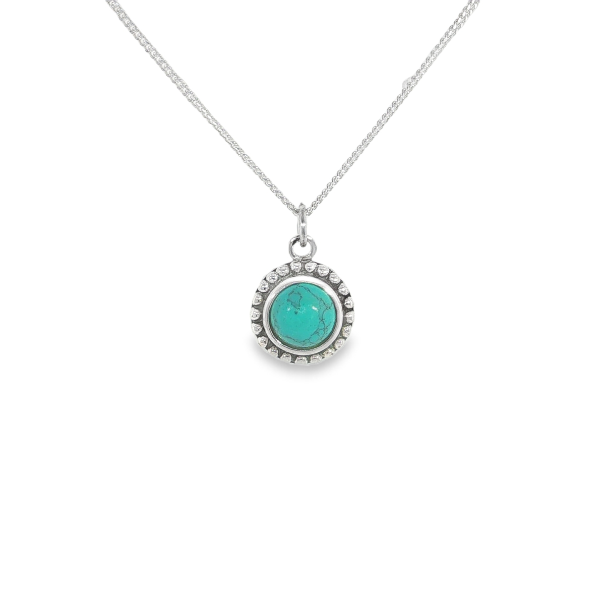 Sterling Silver Round Turquoise Pendant