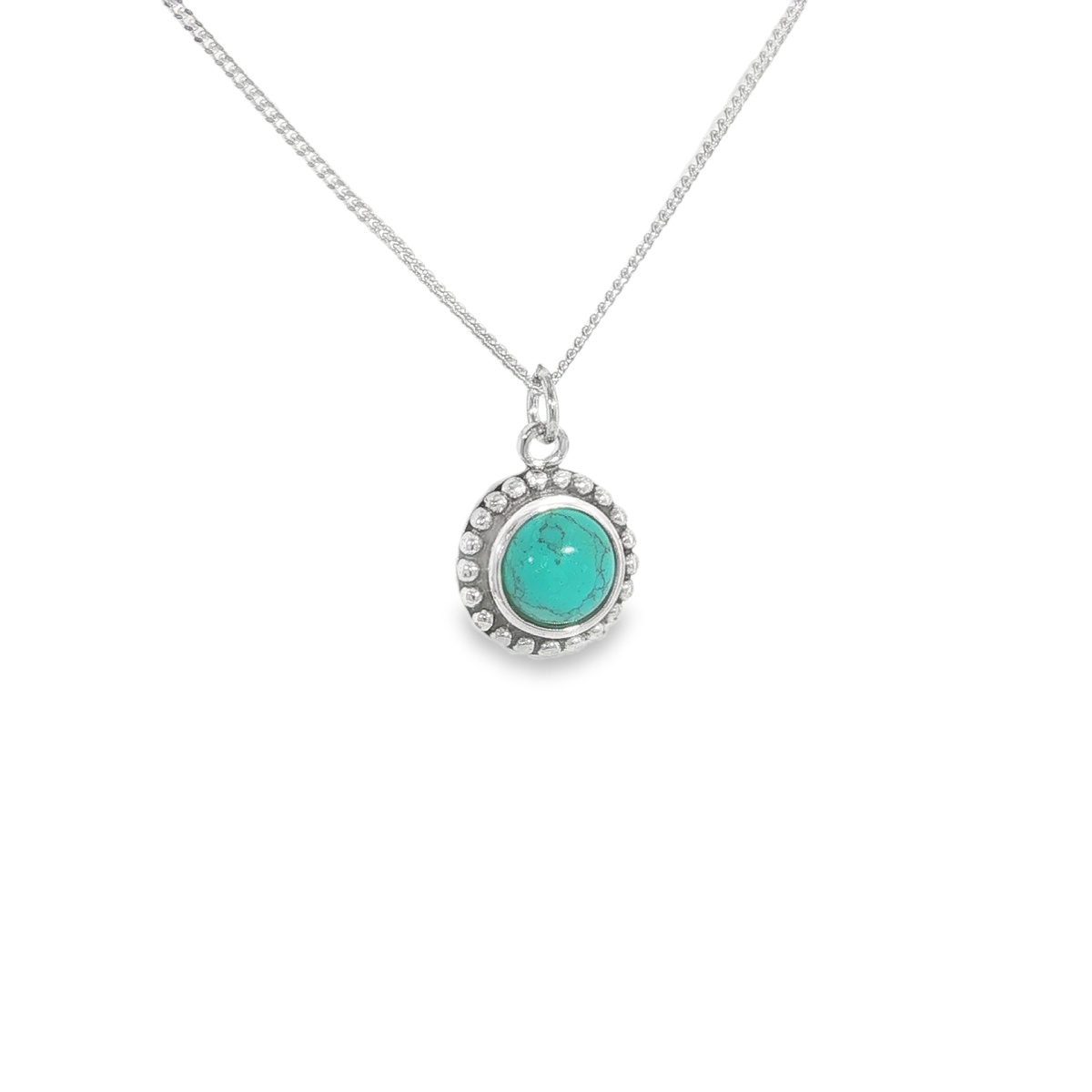 Sterling Silver Round Turquoise Pendant