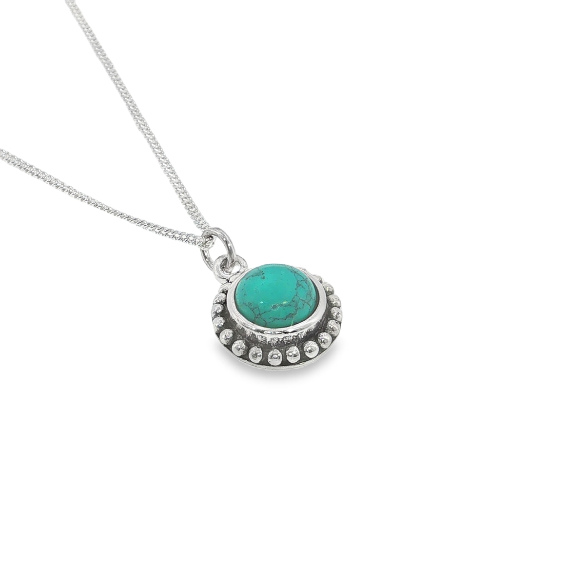 Sterling Silver Round Turquoise Pendant