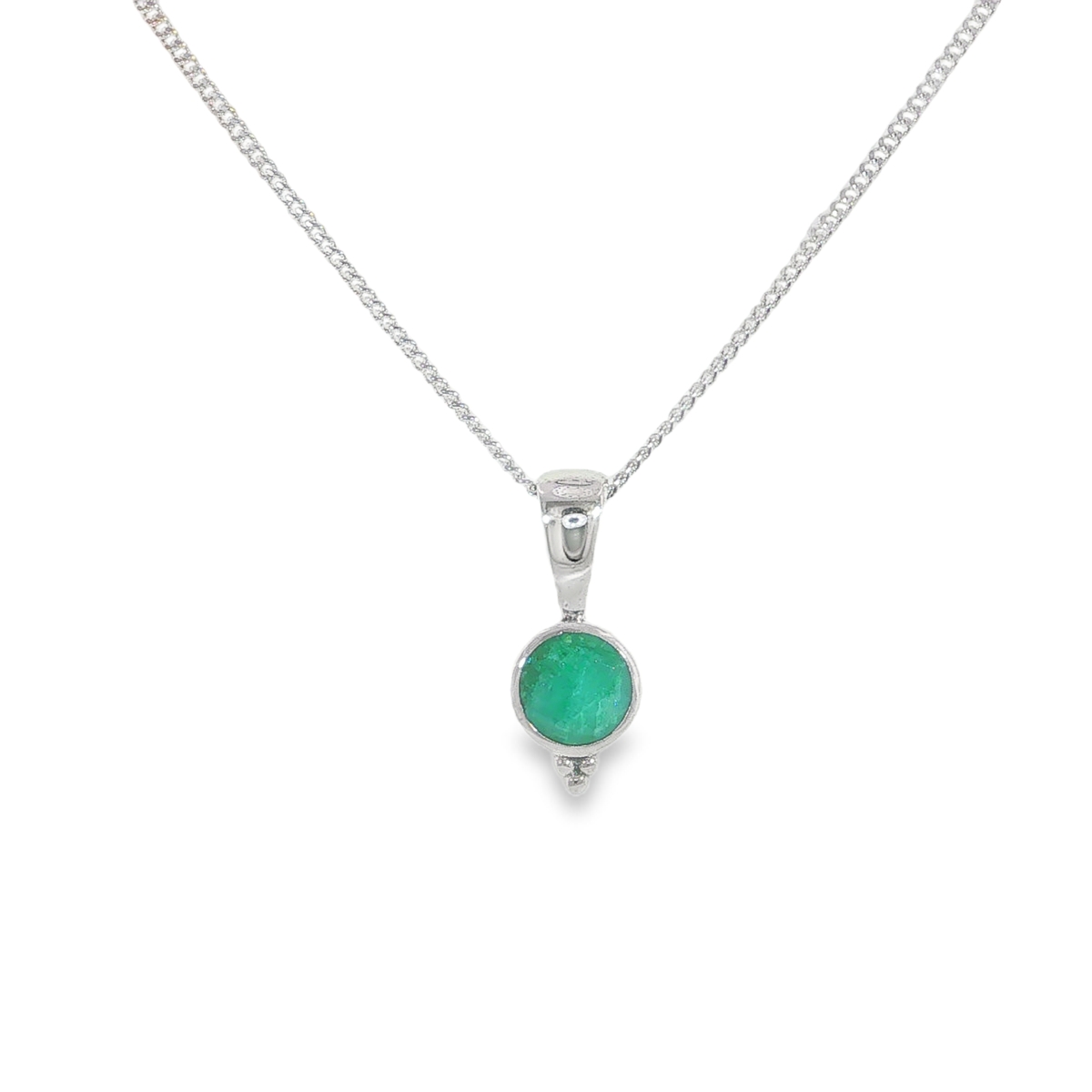Sterling Silver Rustic Emerald Pendant