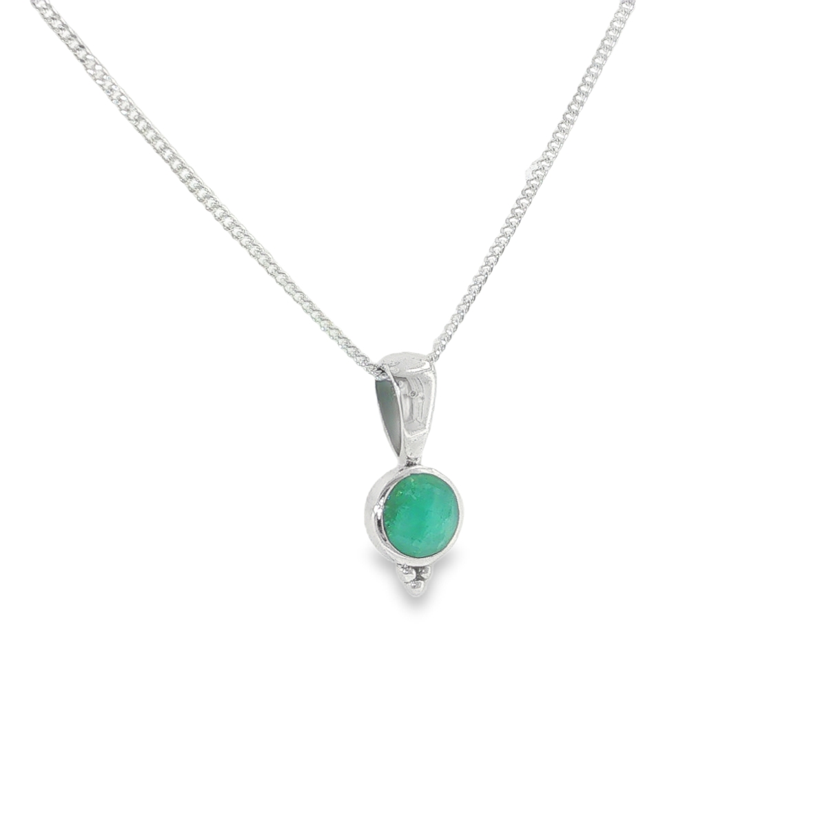 Sterling Silver Rustic Emerald Pendant