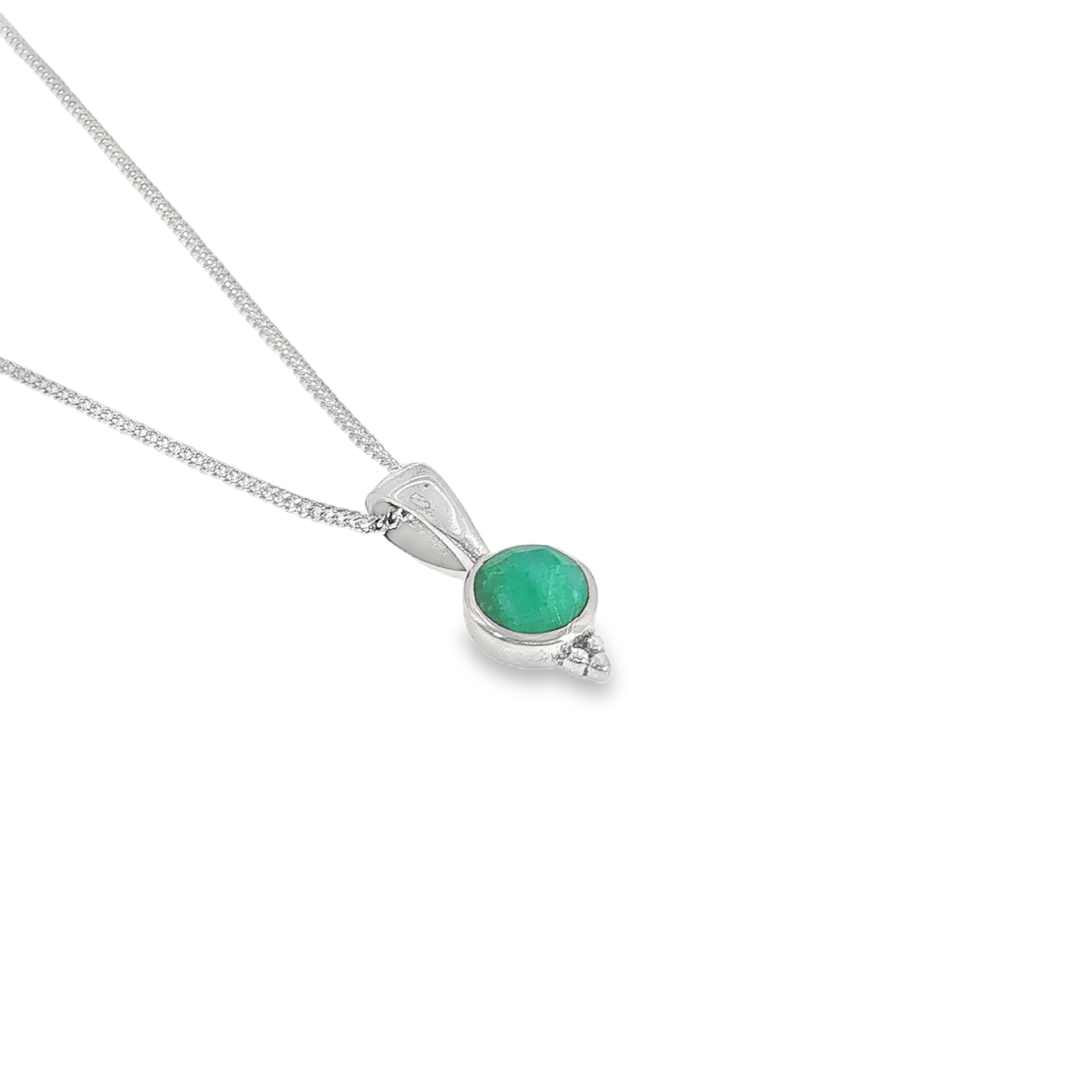 Sterling Silver Rustic Emerald Pendant