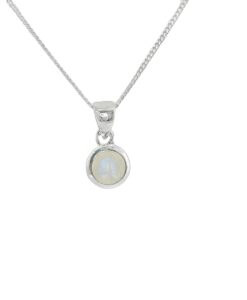 Sterling Silver Round Moonstone Pendant