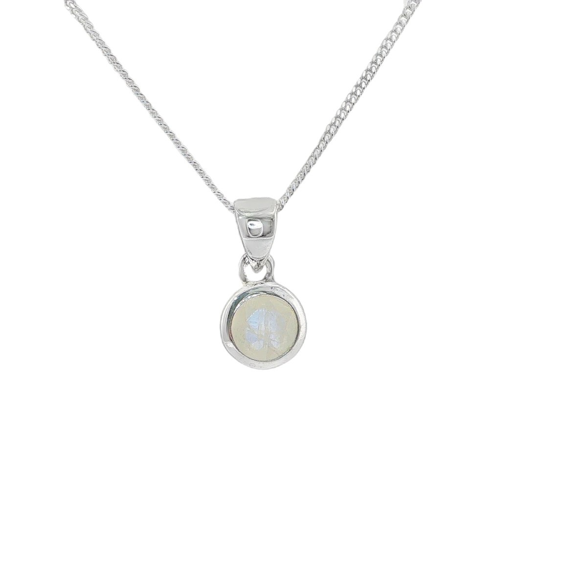 Sterling Silver Round Moonstone Pendant