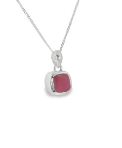 Sterling Silver Ruby Square Pendant