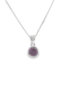 Sterling Silver Amethyst Round Pendant with Chain