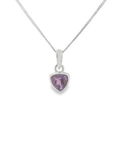 Sterling Silver Amethyst Trillion Pendant & Chain