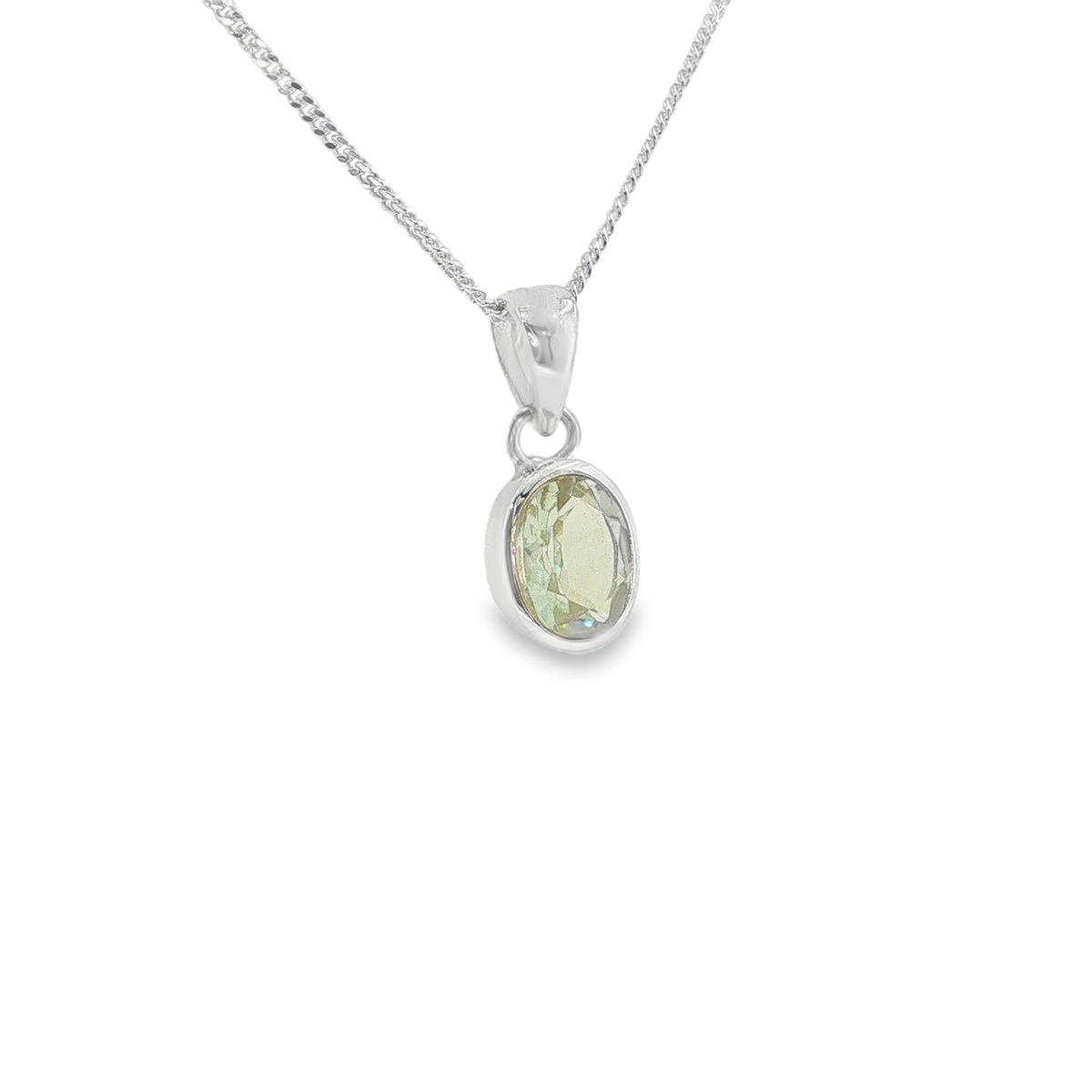 Silver Green Amethyst Pendant