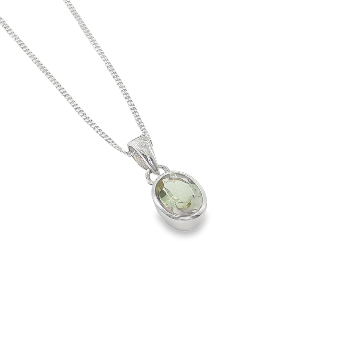 Silver Green Amethyst Pendant