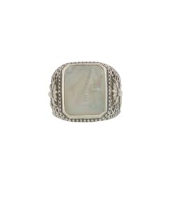 Sterling Silver Mother of Pearl Floral Filigree Ring