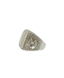 Sterling Silver Mother of Pearl Floral Filigree Ring