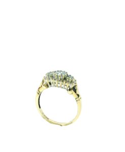 9ct Yellow Gold Diamond and Aquamarine Cluster Ring
