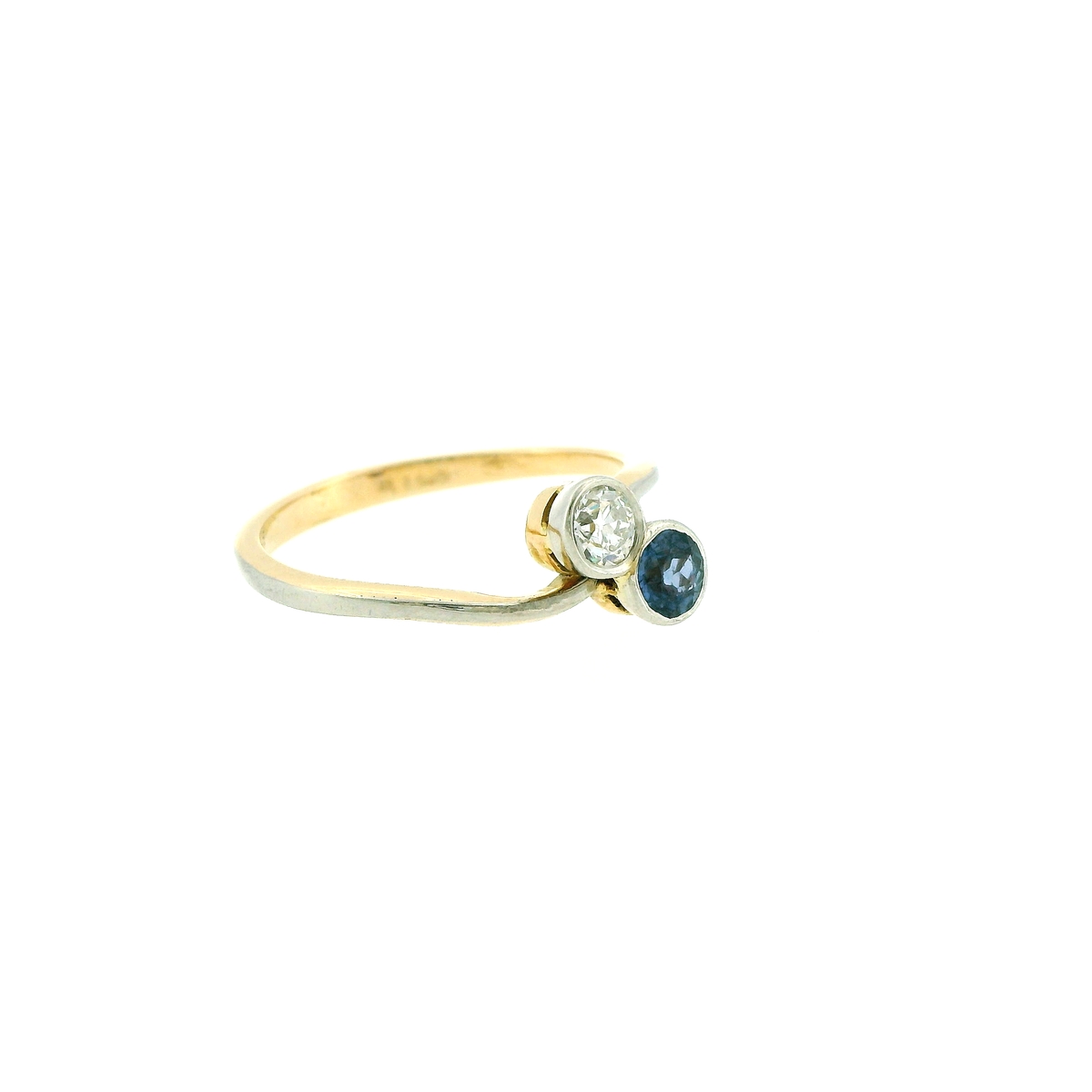 15ct Gold Diamond & Sapphire Moi et Toi Ring