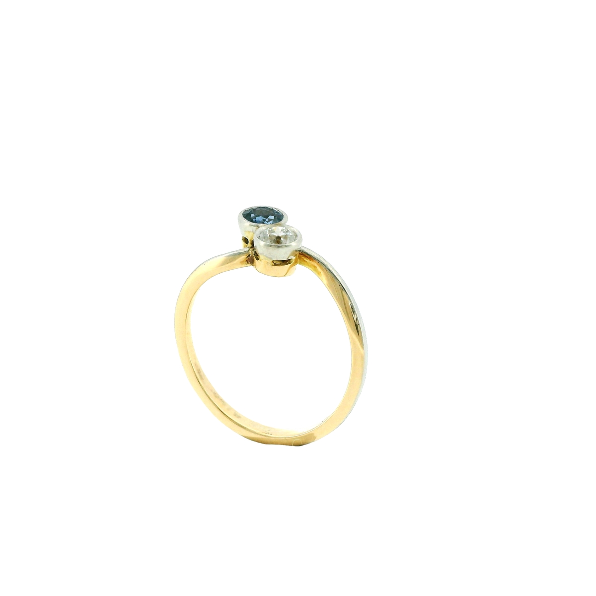 15ct Gold Diamond & Sapphire Moi et Toi Ring